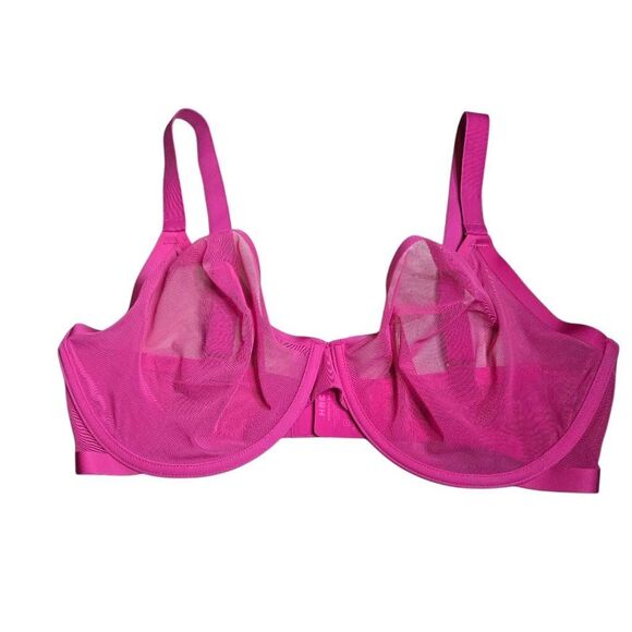 Cuup Bra Size 38H Pink Mesh The Plunge  Underwire - Picture 1 of 5